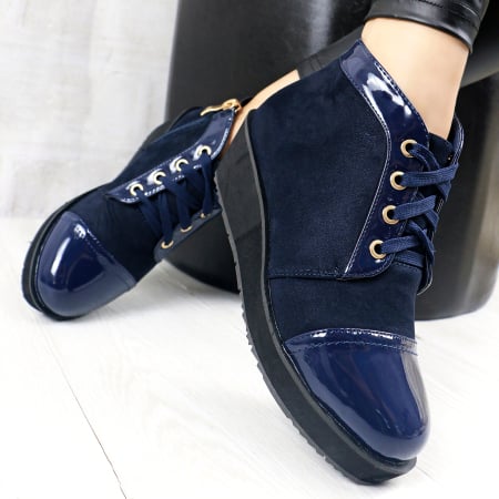 Damă - Ghete imblanite KL002bleumarin