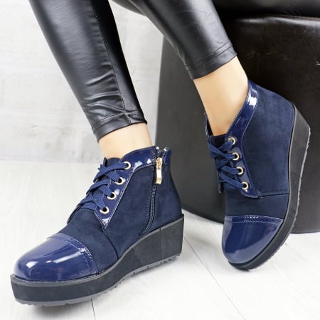 Damă - Ghete imblanite KL002bleumarin