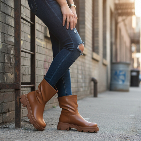 Cizme - Ghete imblanite CA-82maro