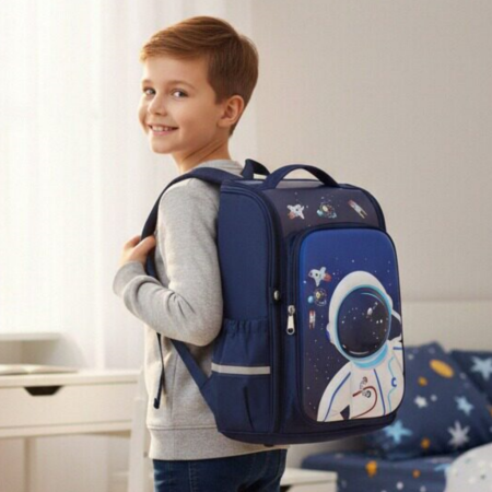 Ghiozdane - Ghiozdan 3D pentru scoala impermeabil, model Astronaut ZY-558bleumarin