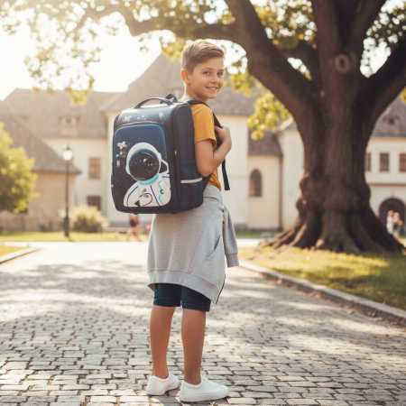 Ghiozdane - Ghiozdan 3D pentru scoala impermeabil, model Astronaut ZY-558bleumarin