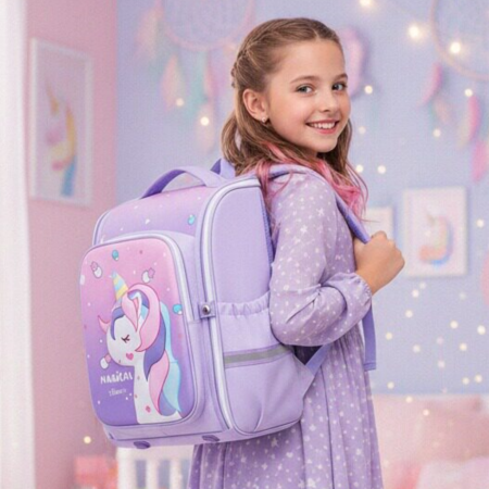 Ghiozdane - Ghiozdan 3D pentru scoala impermeabil, model Unicorn ZY-558mov