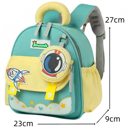 ARTICOLE ȘCOLARE - Ghiozdan pentru gradinita sau scoala cu accesoriu pusculita ZY-2412verde