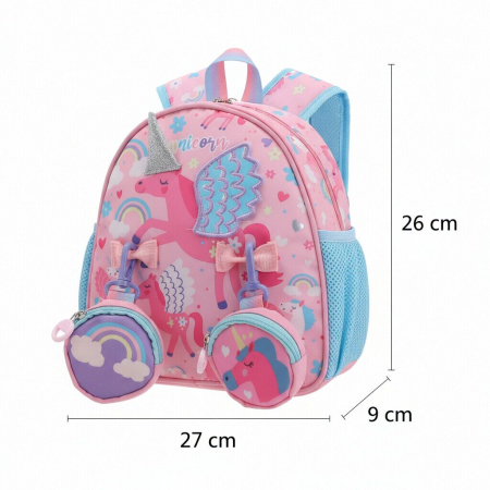 Ghiozdane - Ghiozdan pentru gradinita sau scoala cu doua pusculite atasate ZY-25127roz