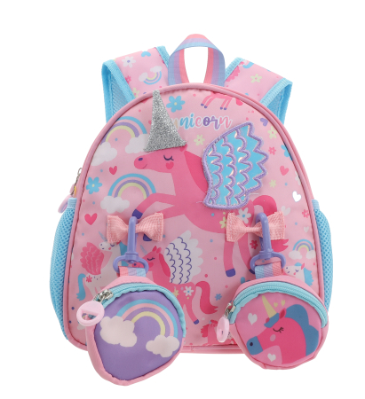 Ghiozdane - Ghiozdan pentru gradinita sau scoala cu doua pusculite atasate ZY-25127roz