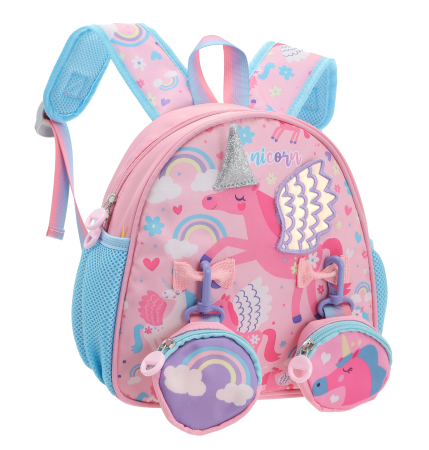 Ghiozdan pentru gradinita sau scoala cu doua pusculite atasate ZY-25127roz [8]