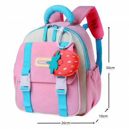 Ghiozdane - Ghiozdan pentru gradinita sau scoala cu accesoriu breloc ZY-2413roz