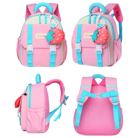 Ghiozdane - Ghiozdan pentru gradinita sau scoala cu accesoriu breloc ZY-2413roz