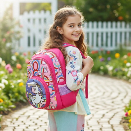 Ghiozdan pentru gradinita sau scoala, model Unicorn ZY-2545-1fucsia [7]