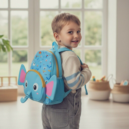 Ghiozdane - Ghiozdan pentru gradinita sau scoala, model Elefant ZY-25128albastru