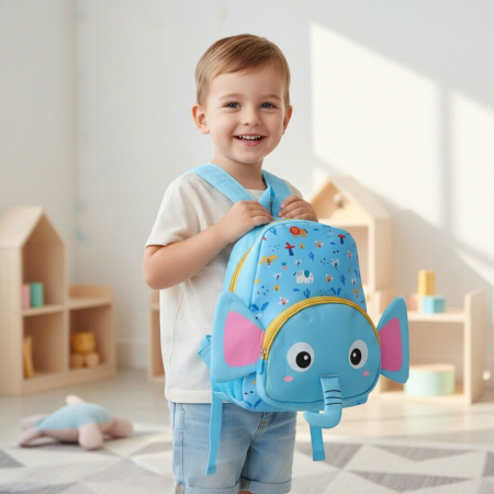 Ghiozdane - Ghiozdan pentru gradinita sau scoala, model Elefant ZY-25128albastru