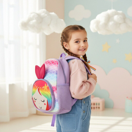 Ghiozdan pentru gradinita sau scoala, model Sirena ZY-25128mov [6]