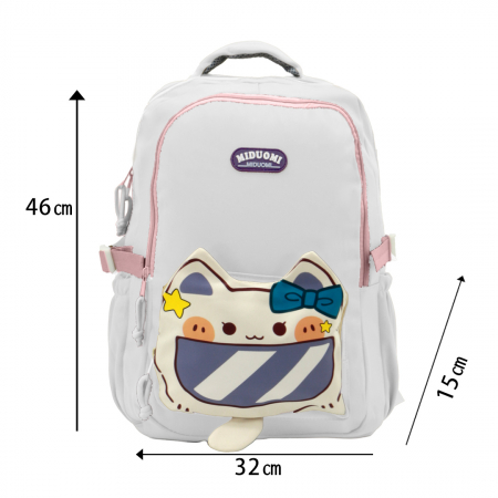 Ghiozdane - Ghiozdan/rucsac cu model pisica pentru scoala sau calatorii ZY-56128alb