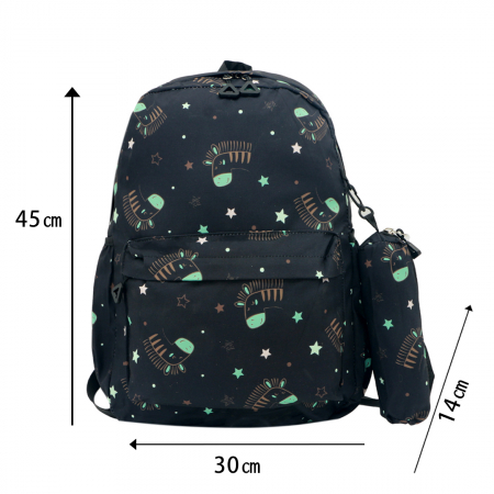 Ghiozdane - Ghiozdan/rucsac cu penar detasabil pentru scoala sau calatorii ZY-779negru