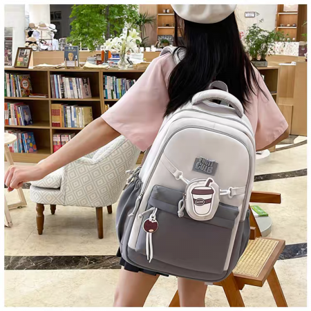 Ghiozdane - Ghiozdan/rucsac pentru scoala sau calatorii cu accesoriu pusculita ZY-2543gri