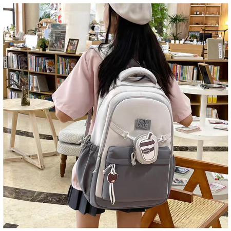 Ghiozdan/rucsac pentru scoala sau calatorii cu accesoriu pusculita ZY-2543gri [8]