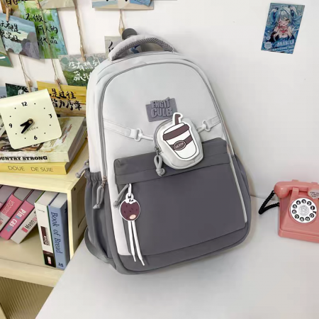 Ghiozdan/rucsac pentru scoala sau calatorii cu accesoriu pusculita ZY-2543gri [6]