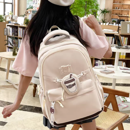 Ghiozdan/rucsac pentru scoala sau calatorii cu accesoriu pusculita ZY-2543bej [10]