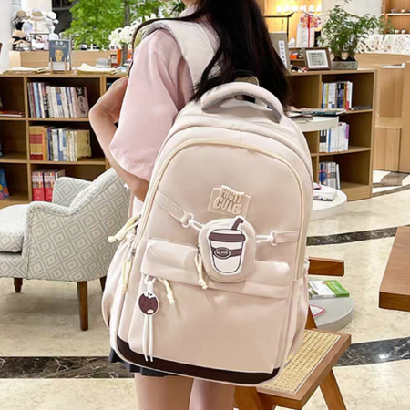 Ghiozdan/rucsac pentru scoala sau calatorii cu accesoriu pusculita ZY-2543bej [11]