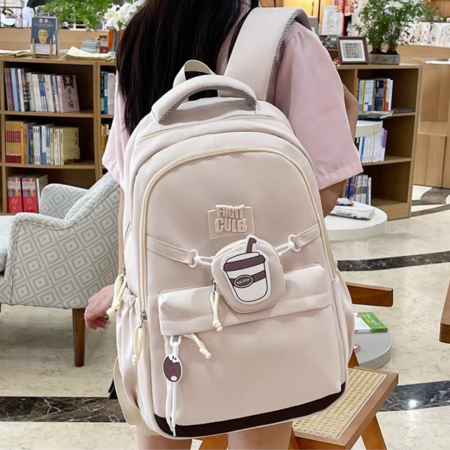 Ghiozdan/rucsac pentru scoala sau calatorii cu accesoriu pusculita ZY-2543bej [12]