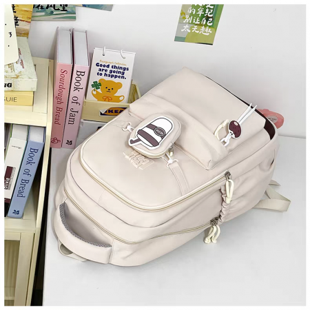 Ghiozdan/rucsac pentru scoala sau calatorii cu accesoriu pusculita ZY-2543bej [8]