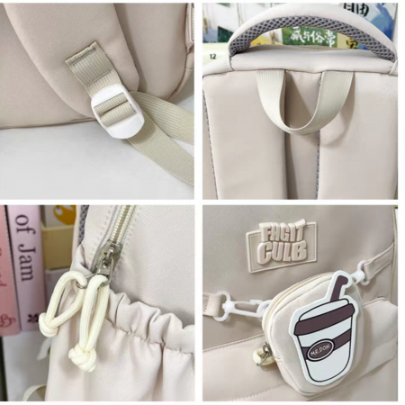 Ghiozdane - Ghiozdan/rucsac pentru scoala sau calatorii cu accesoriu pusculita ZY-2543bej