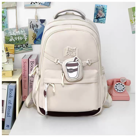 Ghiozdane - Ghiozdan/rucsac pentru scoala sau calatorii cu accesoriu pusculita ZY-2543bej