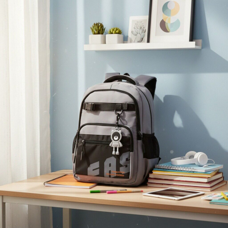 Ghiozdan/rucsac pentru scoala sau calatorii cu atasare la troler ZY-1057gri [6]