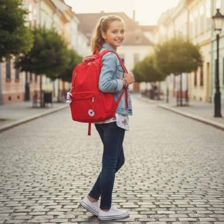 Ghiozdane - Ghiozdan/rucsac pentru scoala sau calatorii cu atasare la troler ZY-25125rosu