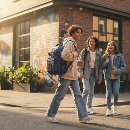 Ghiozdane - Ghiozdan/rucsac pentru scoala sau calatorii cu atasare la troler ZY-1057bleumarin