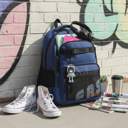 Ghiozdane - Ghiozdan/rucsac pentru scoala sau calatorii cu atasare la troler ZY-1057bleumarin