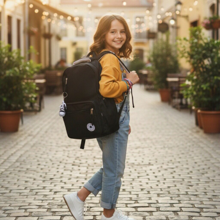 Ghiozdane - Ghiozdan/rucsac pentru scoala sau calatorii cu atasare la troler ZY-25125negru