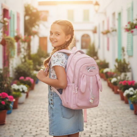 Ghiozdane - Ghiozdan/rucsac pentru scoala sau calatorii cu atasare la troler ZY-8817roz