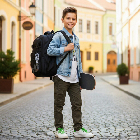 Ghiozdane - Ghiozdan/rucsac pentru scoala sau calatorii cu atasare la troler ZY-1057negru