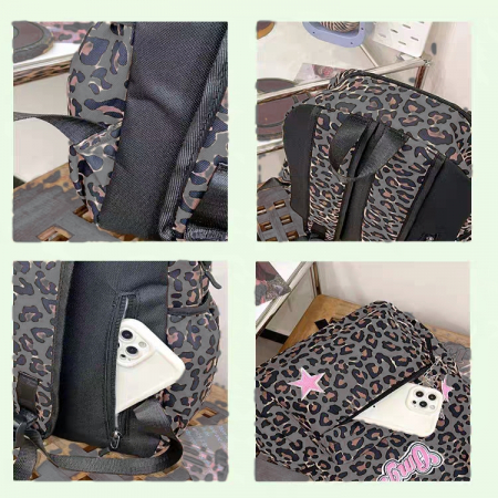 Ghiozdan/rucsac pentru scoala sau calatorii, print Leopard ZY-5503gri [8]