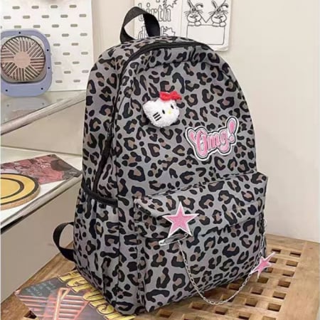 Ghiozdane - Ghiozdan/rucsac pentru scoala sau calatorii, print Leopard ZY-5503gri