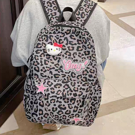 Ghiozdan/rucsac pentru scoala sau calatorii, print Leopard ZY-5503gri [13]