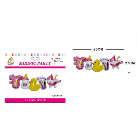 Baloane - Ghirlanda baloane din folie de aluminiu bebelus fetita 96 x 27 cm LM0725