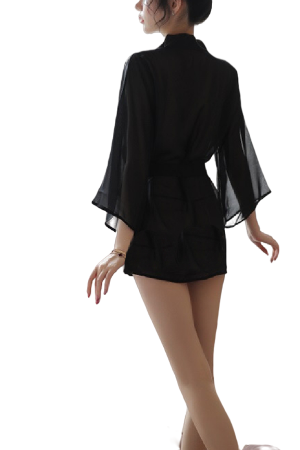 Halate - Set halat si chiloti tanga yml-1132negru