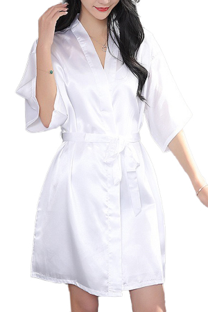 Halate - Halat din satin fin pentru mireasa, inscriptionat ' Bride ' SUSU-009alb