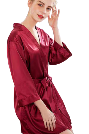 Halate - Halat din satin fin pentru mireasa, inscriptionat ' Bride ' SUSU-009visiniu