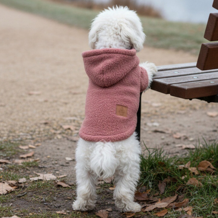 Haine - Hanorac flausat cu gluga XINA2106roz