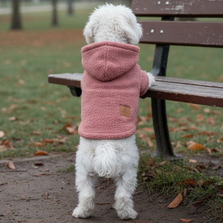 Haine - Hanorac flausat cu gluga XINA2106roz