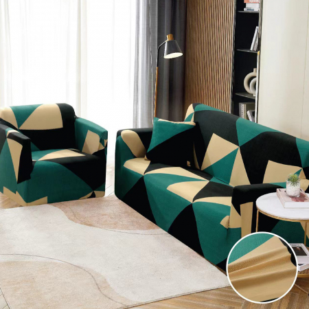 Articole casă - Husa canapea din bumbac elastic pentru 2 persoane JHS07-2 Verde