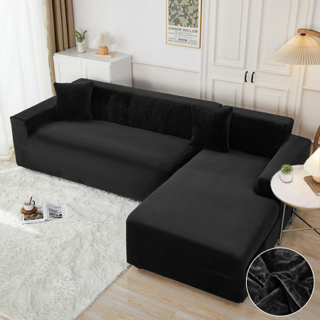 Articole casă - Husa canapea din catifea, pentru 3 persoane, CATI03-3negru
