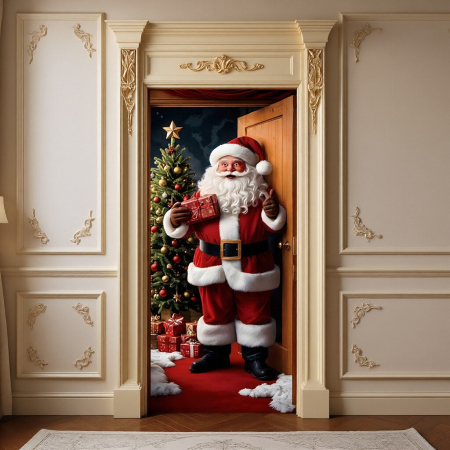 Husa decorativa pentru usa, cu elastic, model Craciun 100 x 220 cm 6220-2537 [9]