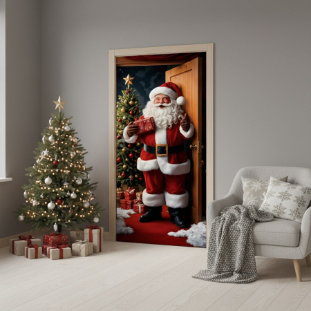 Husa decorativa pentru usa, cu elastic, model Craciun 100 x 220 cm 6220-2537 [7]