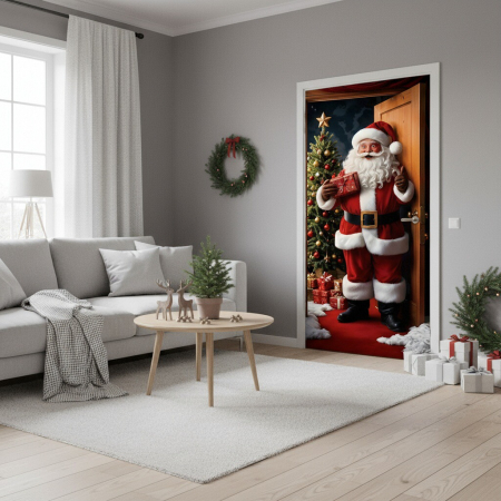 Husa decorativa pentru usa, cu elastic, model Craciun 100 x 220 cm 6220-2537 [8]