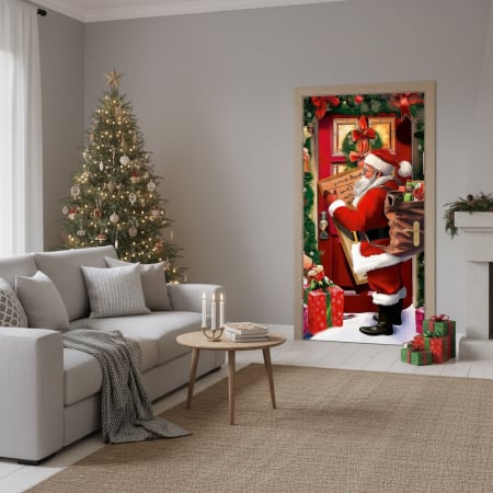 Husa decorativa pentru usa, cu elastic, model Craciun 100 x 220 cm 6220-2538 [3]