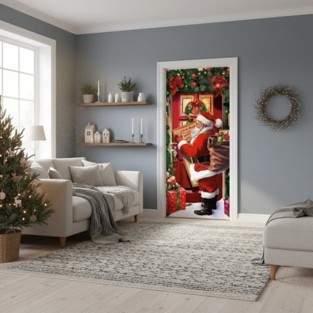 Husa decorativa pentru usa, cu elastic, model Craciun 100 x 220 cm 6220-2538 [4]